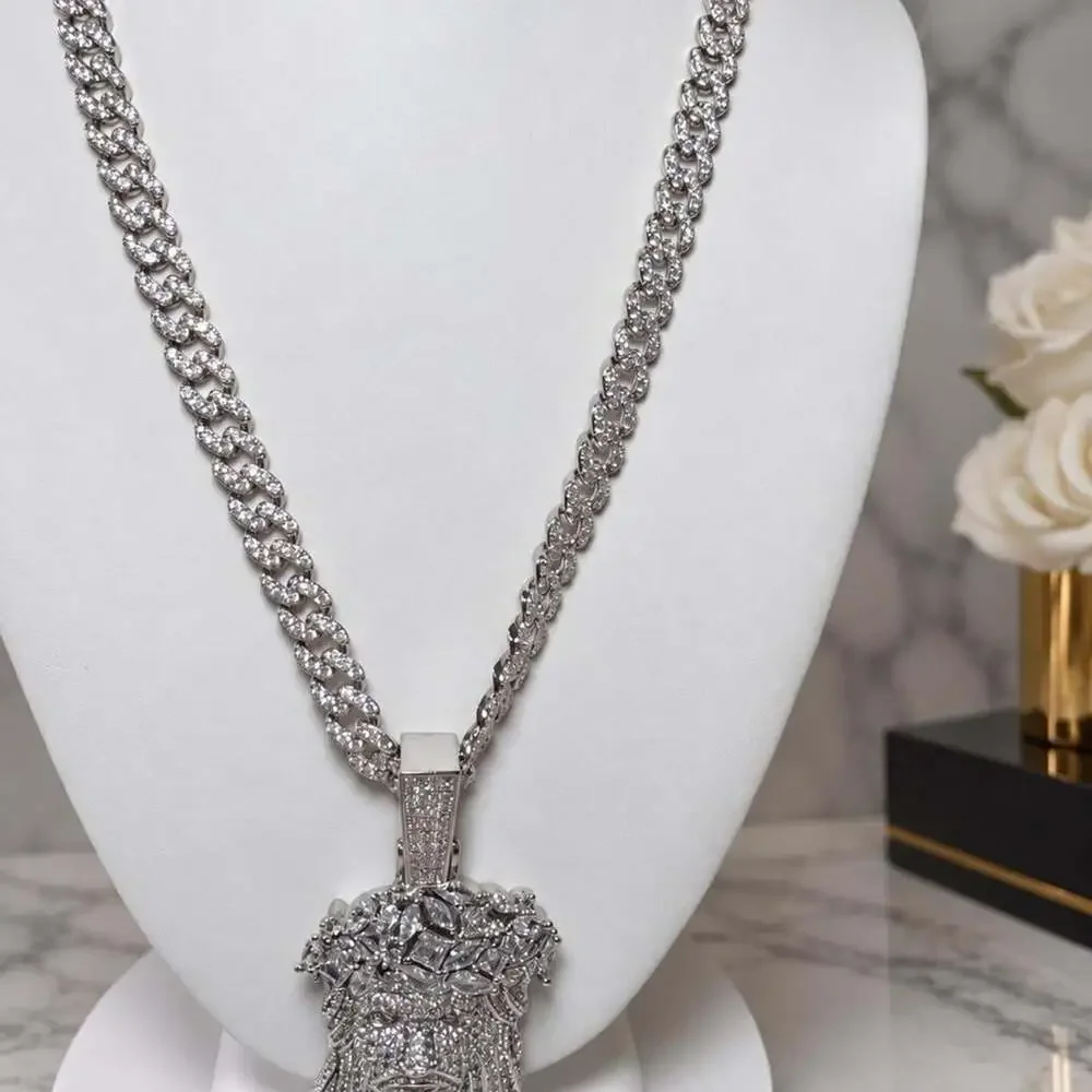 Iced Jesus Face Pendant Necklace – Silver 9mm Cuban Link | 20” Hip Hop Chain
